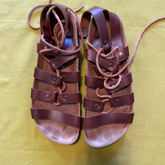 Birkenstock Papilio "Cleo" Brown Leather Lace-Up Gladiator Sandals Size 39 - Picture 3 of 8